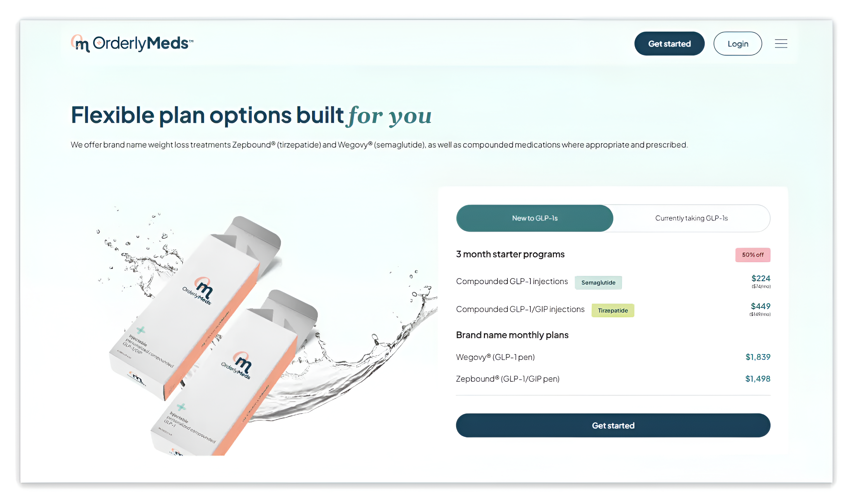 product price page of OrderlyMeds